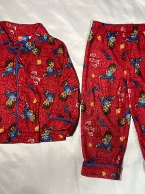 Nick Jr Go Diego Go Pajama Set 24M Boys Fleece 2pc Y2K 2007 Red PJs